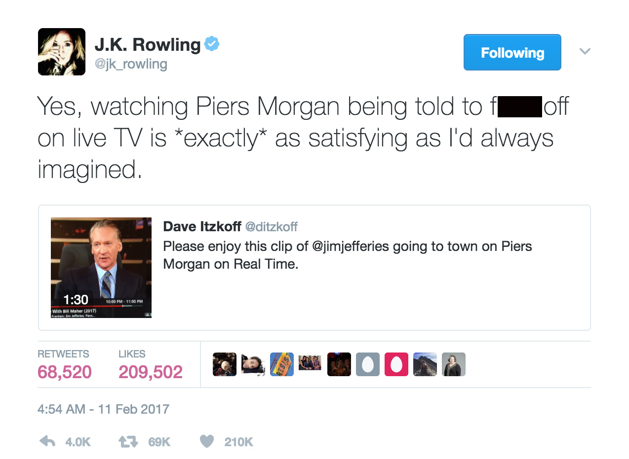 Entity reports on the memorable Piers Morgan JK Rowling Twitter spat.