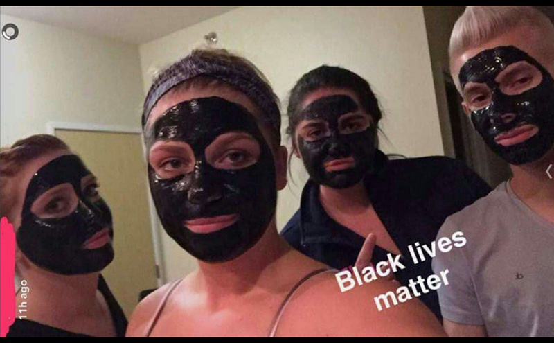 Entity reports on four white students at University of North Dakota who posted a racist Snapchat wearing the masks, captioning it “Black lives matter.”