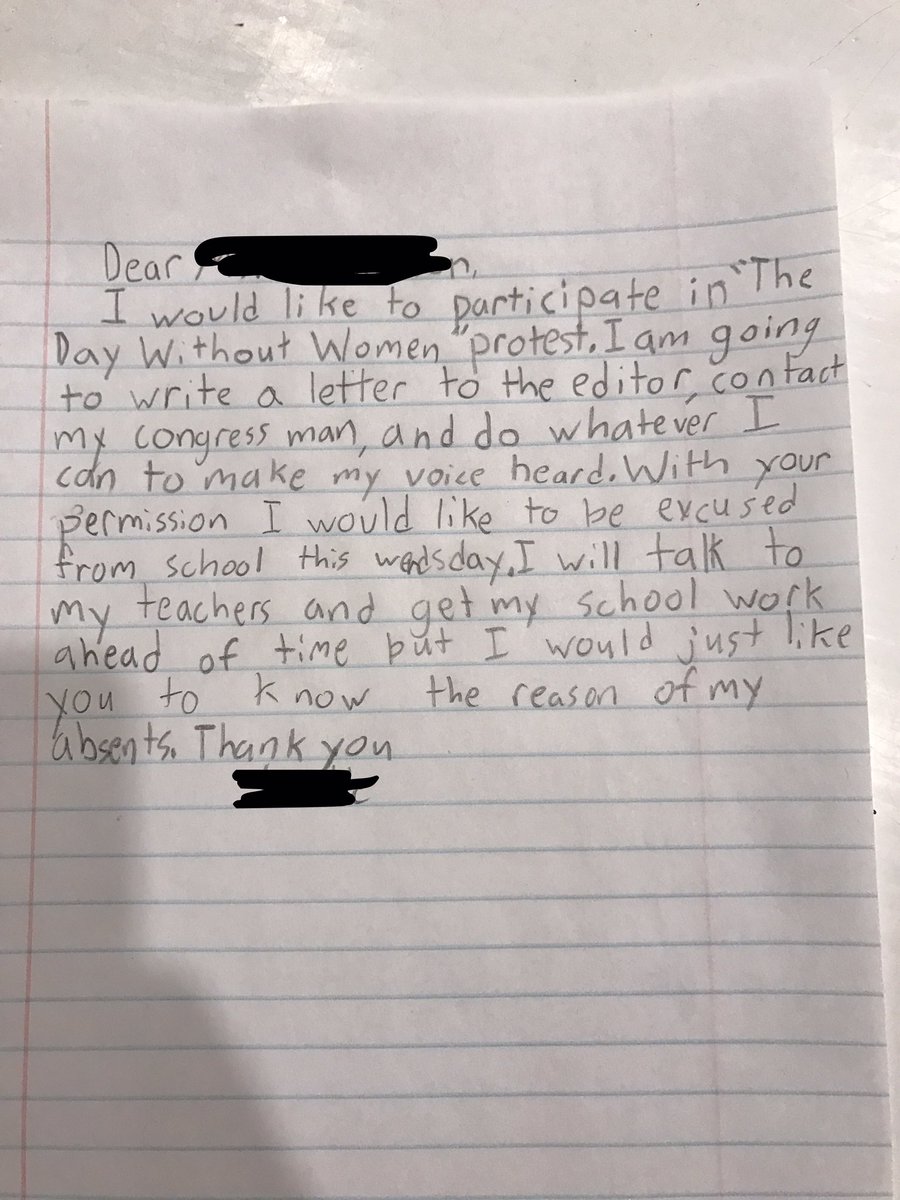 Entity reports on the a 10-year-old's 10-year-old's inspiring International Women's Day letter to the principal.