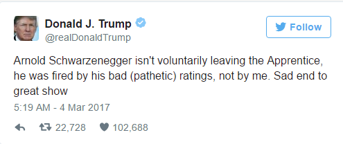 Donald Trump tweets about Celebrity Apprentice 