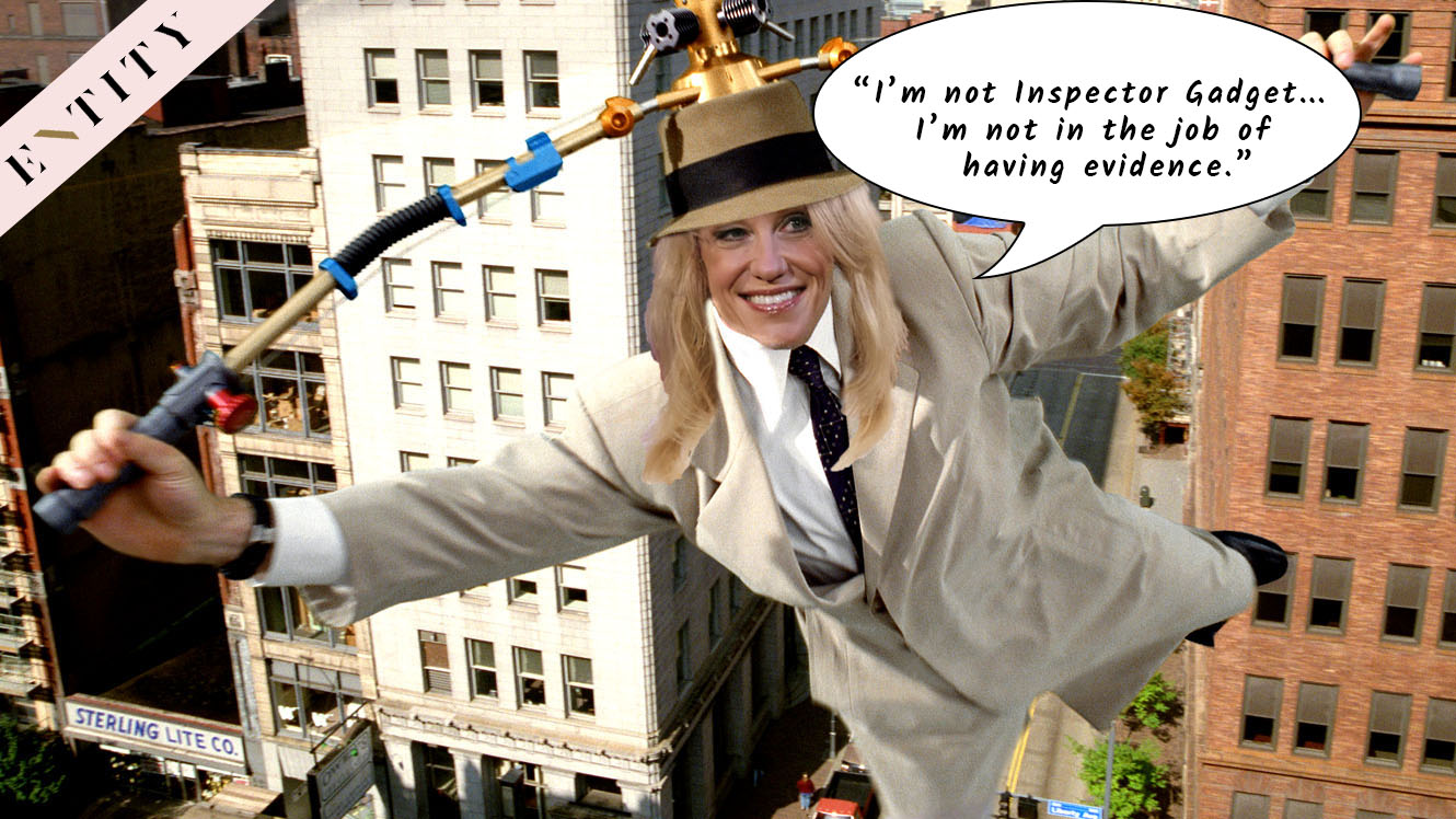 Entity shares a Kellyanne Conway Inspector Gadget meme that comes from the White House counselor’s wacky comment about microwaves turning into cameras. #MicrowaveGate