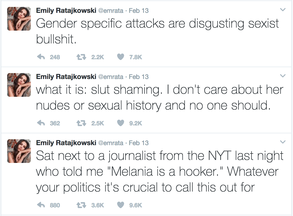 Entity loves the girl power in Emily Ratajkowski shutting down a NYT' reporter's slut-shaming.