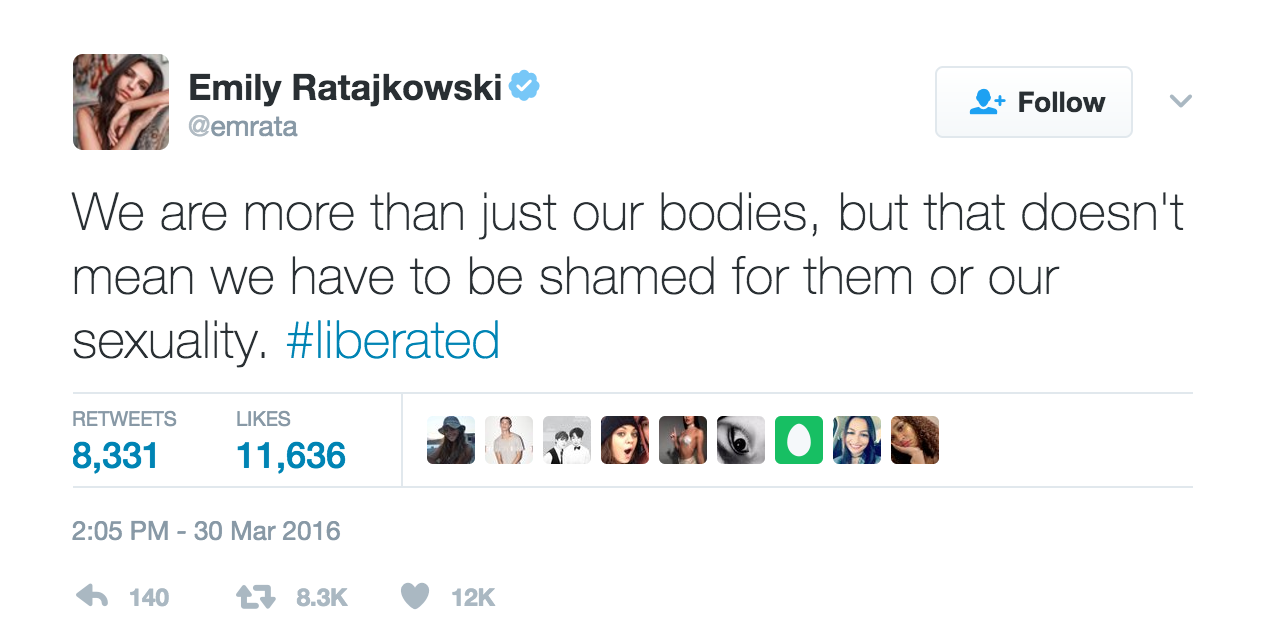 Entity reports that Emily Ratajkowski has long stood up against slut-shaming.