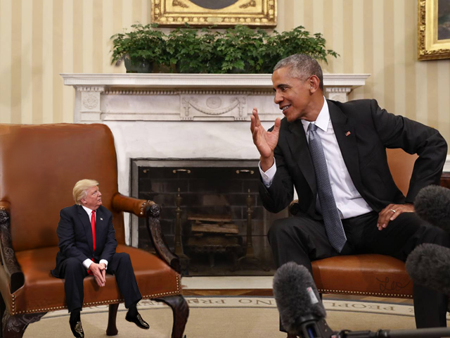 Entity reports on Tiny Trump looking dwarfed by President Obama.