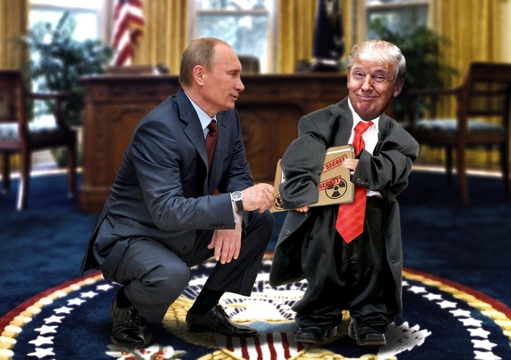 Entity shows Tiny Trump fraternizing with Vladimir Putin. 