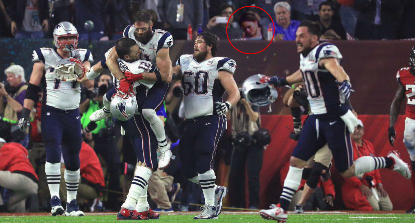 Entity shows Chrissy Teigen asleep during that big 2017 Super Bowl ending. 