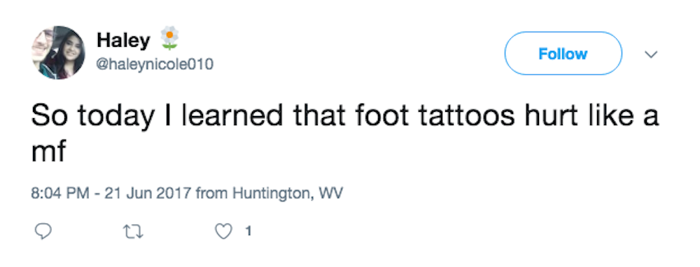 entitatea raportează dacă tatuajele piciorului doare și de ce
