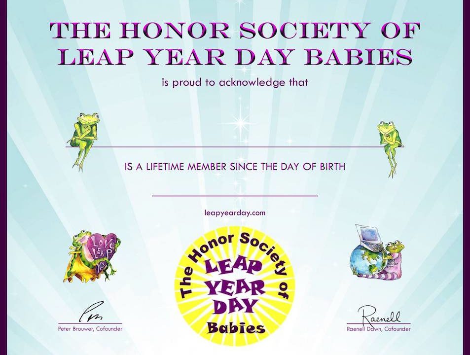 ENTITY reports on honor society of leap year day babies