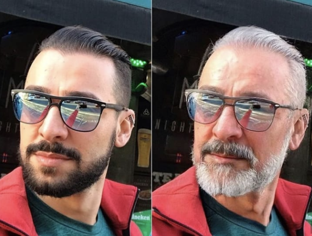 Entity shares a photo of a #FaceAppChallenge demonstration.