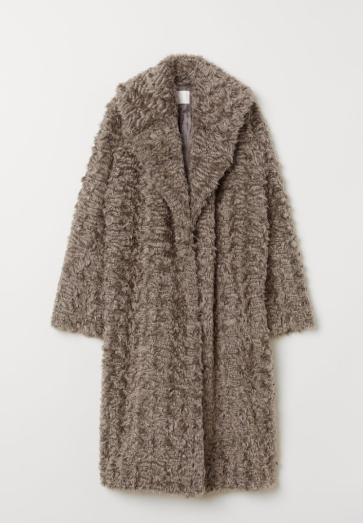 ENTITY features image of faux fur coat from H&M