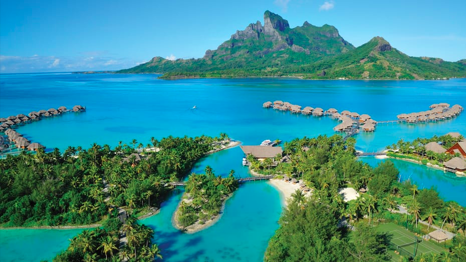 Entity shows picture of beach and Four Season hotel in Bora Bora via four season website.