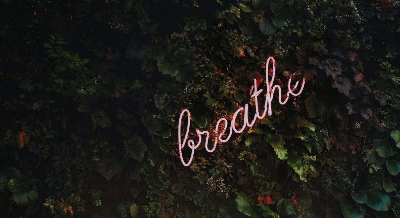 ENTITY shares photo of a "breathe" sign, as breathing is one of the ways to reduce stress