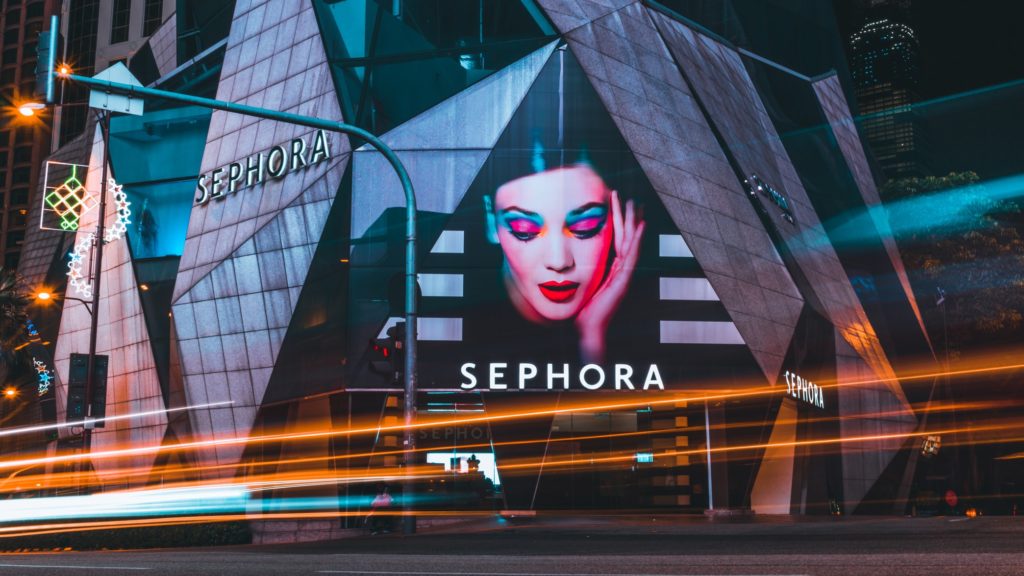 ENTITY shows photo Sephora building, which carries eco friendly products. 