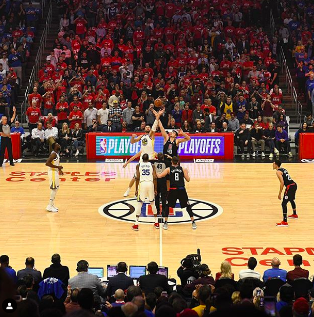 Entity shares photo of Staples Center basketball court