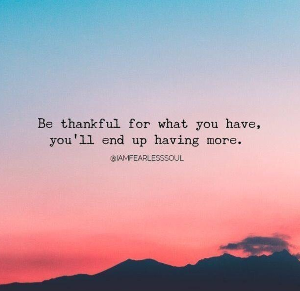 ENTITY shares a quote about reflecting on what you're thankful for.