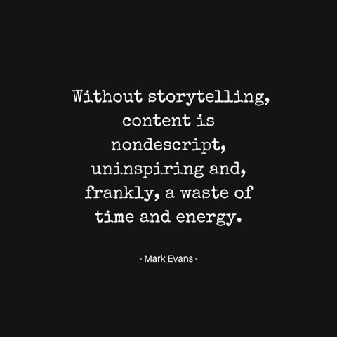ENTITY shares a quote from @sylvia_fritsch Instagram highlighting the importance of storytelling for writers.