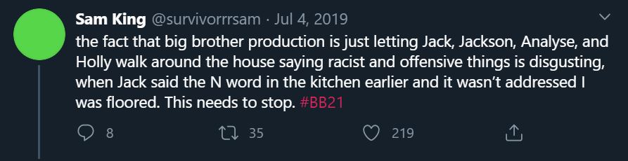 A tweet that explains the reality of reality show racism.