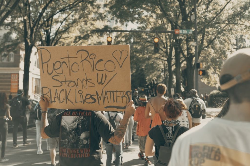 ENTITY shares a photo from a protest against police brutality after the murder of George Floyd.