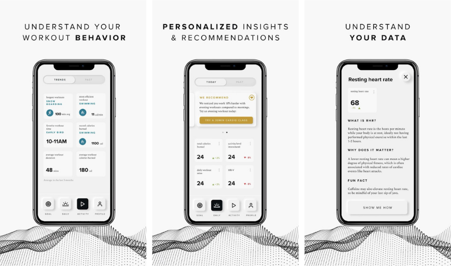 Screenshots of the Point app, which allows you to get personalized insights and recommendations as well as understand the data. 