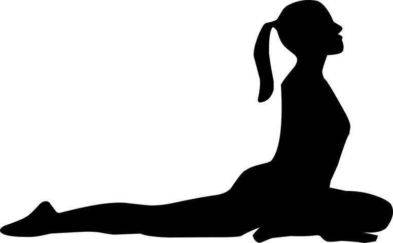 Black and White silhouette showing a woman practicing yoga to stimulate her Vagus Nervous Center